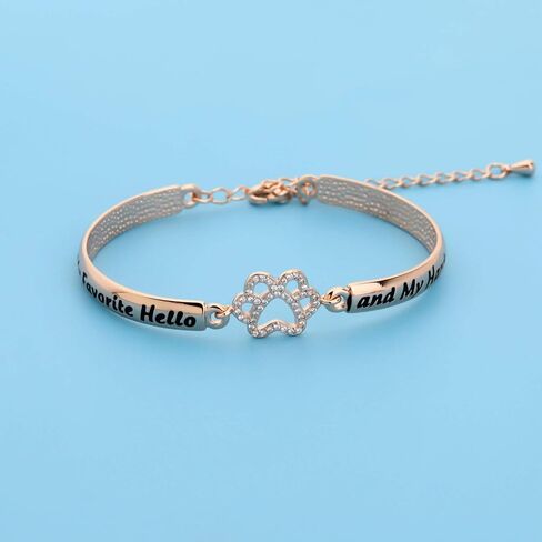 LQRI Pet Sympathy Gift Cat Dos Memorial You Were My Favorite Hello Paw Print Charm Bracelet Pet Remembrance Gift in Saudi Arabia