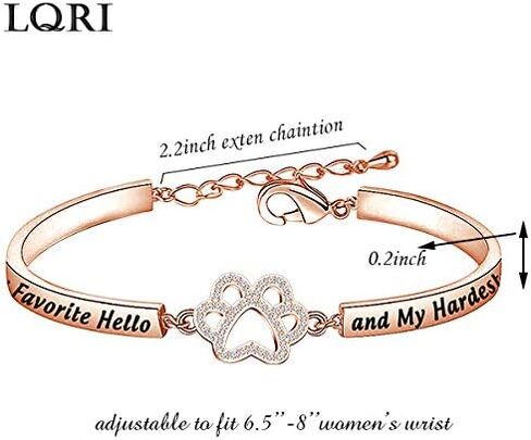 LQRI Pet Sympathy Gift Cat Dos Memorial You Were My Favorite Hello Paw Print Charm Bracelet Pet Remembrance Gift in Saudi Arabia