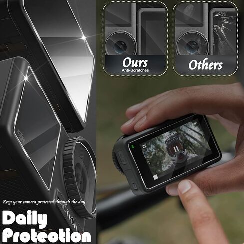 Orzero (3+3+3 واقي زجاجي مقوى متوافق مع كاميرا DJI OSMO Action 3، 3 قطع واقي شاشة أمامي وخلفي، 3 قطع عدسة فيلم 2.5D حواف قوسية مضادة للخدش HD خالية من الفقاعات in Kuwait