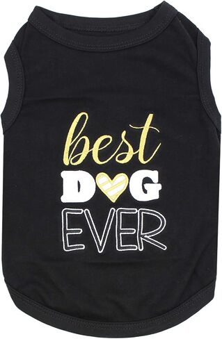 باريزيان بيت ملابس صيفية للكلاب | تي شيرت مرح للكلاب بعبارة "Best Dog Ever" بنمط تطريز، مقاس 3XL in Kuwait