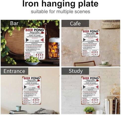 Beer Pong House Rules 8" x 12" Retro Metal Tin Vintage Wall Art Sign in Kuwait