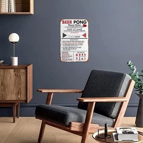 Beer Pong House Rules 8" x 12" Retro Metal Tin Vintage Wall Art Sign in Kuwait