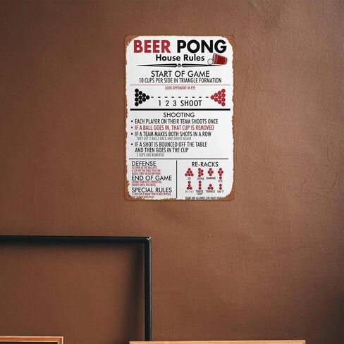 Beer Pong House Rules 8" x 12" Retro Metal Tin Vintage Wall Art Sign in Kuwait