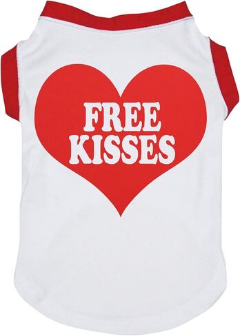 قميص Petitebella 'Free Kisses' Heart Puppy Dog (وردي فاقع، متوسط) in Saudi Arabia