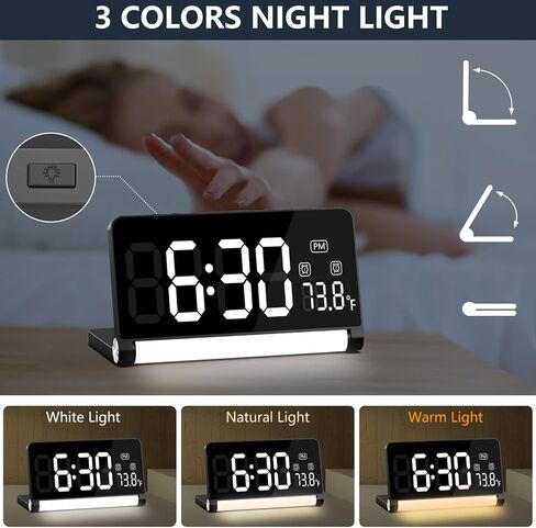 Digital Alarm Clock with Wireless Charging and Night Light for Bedroom,Dual Alarm Clock for Heavy Sleepers Adults Teen,Dimmable Alarm Clock with Sound Control,White Noise,Temperature Display(Black)… in Kuwait