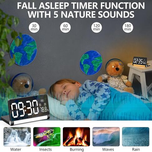 Digital Alarm Clock with Wireless Charging and Night Light for Bedroom,Dual Alarm Clock for Heavy Sleepers Adults Teen,Dimmable Alarm Clock with Sound Control,White Noise,Temperature Display(Black)… in Kuwait