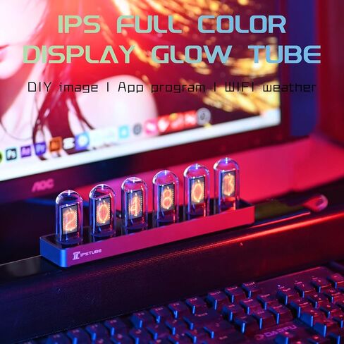 Vastarry Nixie أنبوب ساعة توهج أنبوب ساعة IPS شاشة ملونة ساعة رقمية DIY التناظرية أنبوب رقمي واي فاي وقت سطح المكتب سطح المكتب ساعة رقمية الديكور هدية (H401) in Kuwait