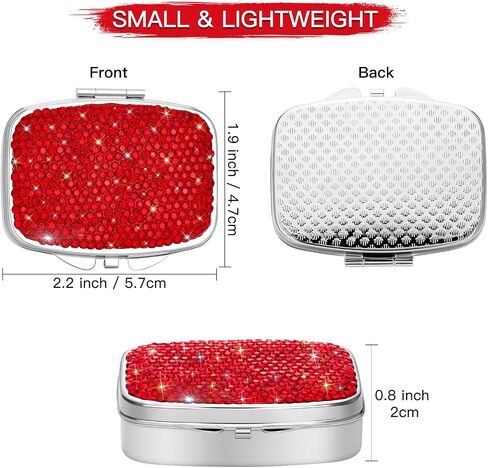 Soleebee Bling Crystal Pill Box, Portable 2 Compartments Daily Pill Organizer, Small Travel Pill Case for Purse or Pocket, Medicine Vitamin Pill Container Organizer (AB) in Saudi Arabia