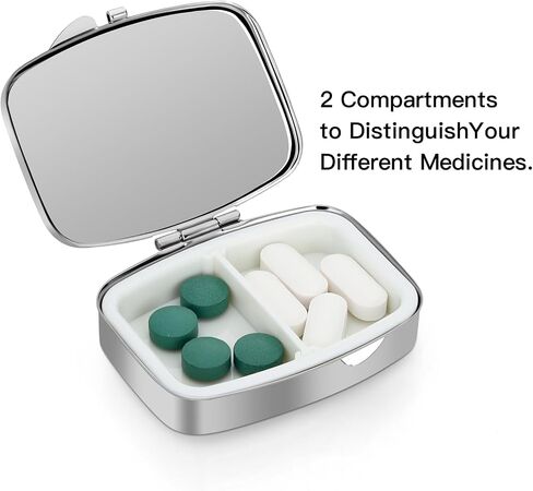 Soleebee Bling Crystal Pill Box, Portable 2 Compartments Daily Pill Organizer, Small Travel Pill Case for Purse or Pocket, Medicine Vitamin Pill Container Organizer (AB) in Saudi Arabia