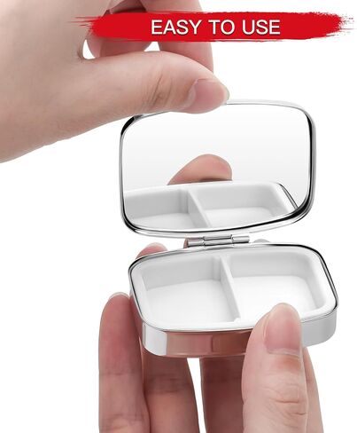 Soleebee Bling Crystal Pill Box, Portable 2 Compartments Daily Pill Organizer, Small Travel Pill Case for Purse or Pocket, Medicine Vitamin Pill Container Organizer (AB) in Saudi Arabia
