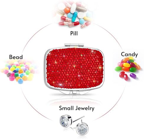 Soleebee Bling Crystal Pill Box, Portable 2 Compartments Daily Pill Organizer, Small Travel Pill Case for Purse or Pocket, Medicine Vitamin Pill Container Organizer (AB) in Saudi Arabia