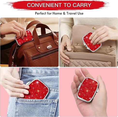Soleebee Bling Crystal Pill Box, Portable 2 Compartments Daily Pill Organizer, Small Travel Pill Case for Purse or Pocket, Medicine Vitamin Pill Container Organizer (AB) in Saudi Arabia