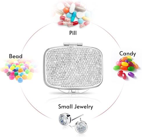 Soleebee Bling Crystal Pill Box, Portable 2 Compartments Daily Pill Organizer, Small Travel Pill Case for Purse or Pocket, Medicine Vitamin Pill Container Organizer (AB) in Saudi Arabia