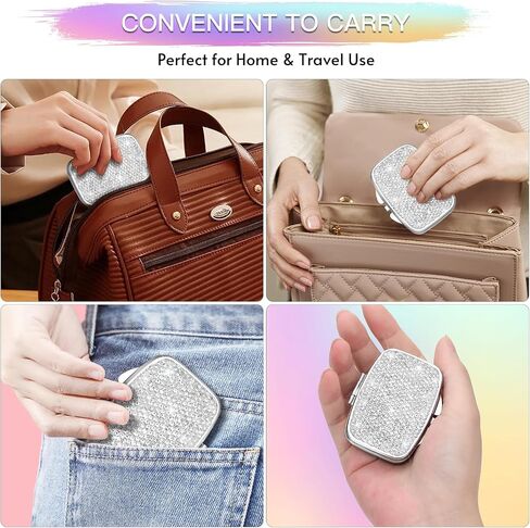 Soleebee Bling Crystal Pill Box, Portable 2 Compartments Daily Pill Organizer, Small Travel Pill Case for Purse or Pocket, Medicine Vitamin Pill Container Organizer (AB) in Saudi Arabia
