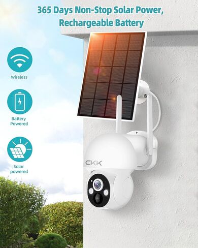 CKK 2.5K Solar Security Cameras Wireless Outdoor,Family Safety System,4 Cameras Kit with Full Color Night Vision,360° View,2.4Ghz WiFi Camera,2-Way Audio,Spotlight,128G Local Storage,No Monthly Fee in Saudi Arabia