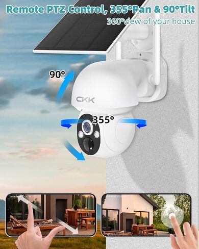 CKK 2.5K Solar Security Cameras Wireless Outdoor,Family Safety System,4 Cameras Kit with Full Color Night Vision,360° View,2.4Ghz WiFi Camera,2-Way Audio,Spotlight,128G Local Storage,No Monthly Fee in Saudi Arabia