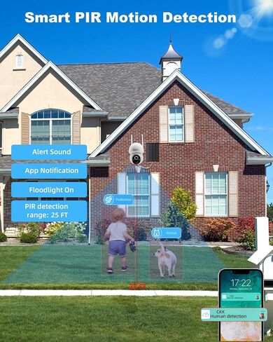 CKK 2.5K Solar Security Cameras Wireless Outdoor,Family Safety System,4 Cameras Kit with Full Color Night Vision,360° View,2.4Ghz WiFi Camera,2-Way Audio,Spotlight,128G Local Storage,No Monthly Fee in Saudi Arabia