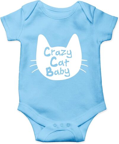 AW Fashions Crazy Cat Baby Baby Bodysuit Funny Cute Adorable Infant Romper Newborn Pet Lovers Clothing in Saudi Arabia