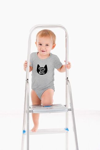 AW Fashions Crazy Cat Baby Baby Bodysuit Funny Cute Adorable Infant Romper Newborn Pet Lovers Clothing in Saudi Arabia