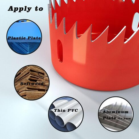 طقم منشار ثقب Antetek 6 قطع 1-1/4 بوصة -2-1/8 بوصة (32-54 مم) مجموعة منشار ثقب مع 4 شفرات منشار، 1 مغزل و1 ​​مفتاح سداسي للخشب والبلاستيك والبلاستيك والخشب الرقائقي والجدران الجافة in Kuwait