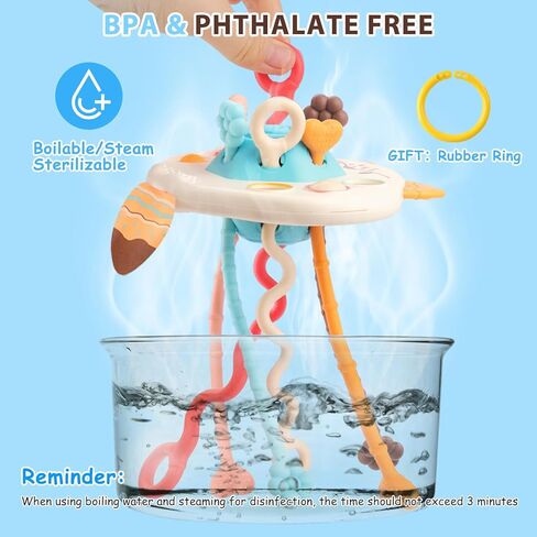 BEBOAN Montessori Pull String Toys Food Grade Silicone Sensory Pulling Toys for Babies 6-12 Months, Airplane Travel Car Stroller Activity Toy Gift for Toddlers Boys Girls 1 2 3 Year Old (Fox Shaped) in Kuwait