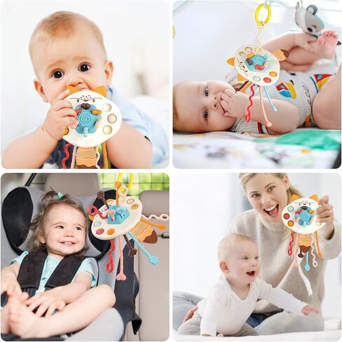 BEBOAN Montessori Pull String Toys Food Grade Silicone Sensory Pulling Toys for Babies 6-12 Months, Airplane Travel Car Stroller Activity Toy Gift for Toddlers Boys Girls 1 2 3 Year Old (Fox Shaped) in Kuwait