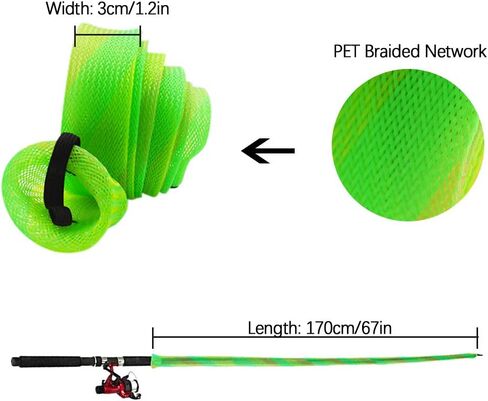 ZZBIQS 10Pcs Rod Sleeve Rod Cover Braided Mesh with Lanyard Rod Protector Pole Gloves Fishing Tools, Flat or Pointed End/Spinning or Casting Rods for Casting Sea Fishing Rod/Spinning Fishing Rod in Saudi Arabia