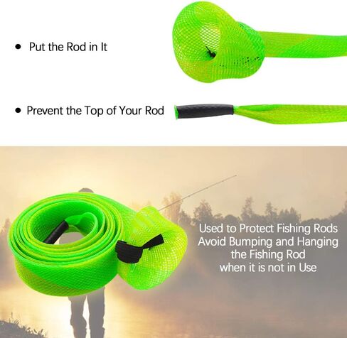 ZZBIQS 10Pcs Rod Sleeve Rod Cover Braided Mesh with Lanyard Rod Protector Pole Gloves Fishing Tools, Flat or Pointed End/Spinning or Casting Rods for Casting Sea Fishing Rod/Spinning Fishing Rod in Saudi Arabia