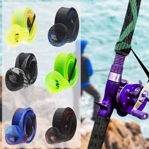 ZZBIQS 10Pcs Rod Sleeve Rod Cover Braided Mesh with Lanyard Rod Protector Pole Gloves Fishing Tools, Flat or Pointed End/Spinning or Casting Rods for Casting Sea Fishing Rod/Spinning Fishing Rod in Saudi Arabia