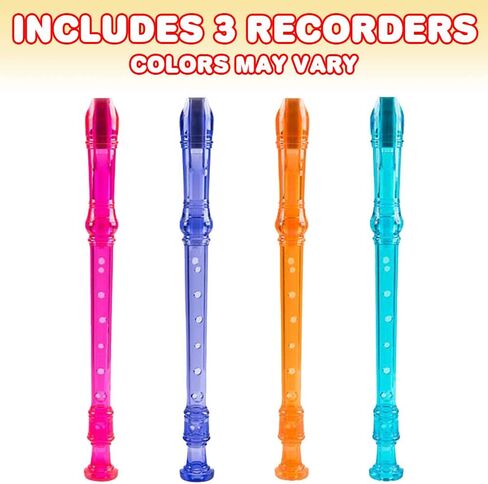 ArtCreativity Recorders for Kids, Set of 3, Recorder Music Toys with Cleaning Rods, Colorful Musical Instruments for Children, Music Birthday Party Favors, Goodie Bag Stuffers, and Teacher Rewards in Saudi Arabia
