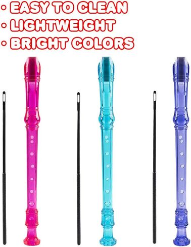 ArtCreativity Recorders for Kids, Set of 3, Recorder Music Toys with Cleaning Rods, Colorful Musical Instruments for Children, Music Birthday Party Favors, Goodie Bag Stuffers, and Teacher Rewards in Saudi Arabia