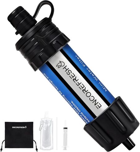 ENCOREFRESH فلتر مياه صغير محمول في حالات الطوارئ نظام تنقية المياه المشي لمسافات طويلة التخييم القش بقاء والعتاد بقاء منقي المياه عدة in Kuwait