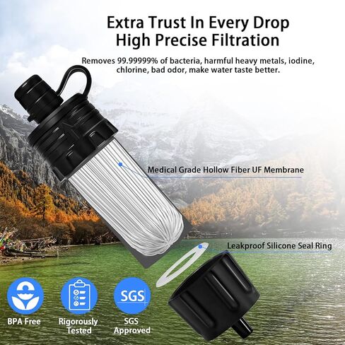 ENCOREFRESH فلتر مياه صغير محمول في حالات الطوارئ نظام تنقية المياه المشي لمسافات طويلة التخييم القش بقاء والعتاد بقاء منقي المياه عدة in Kuwait