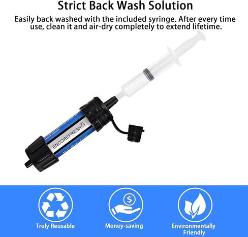 ENCOREFRESH فلتر مياه صغير محمول في حالات الطوارئ نظام تنقية المياه المشي لمسافات طويلة التخييم القش بقاء والعتاد بقاء منقي المياه عدة in Kuwait