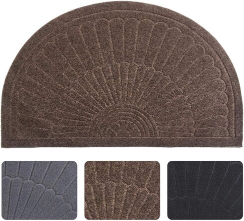 Morning View Half Circle Door Mat Entrance Doormat Half Round Door Mat Outdoor Half Moon Rug Indoor Half Circle Rug Front Door Mats Entryway Rug Indoor Rubber Welcome Mat Low Profile Set of 2(Gray) in Saudi Arabia
