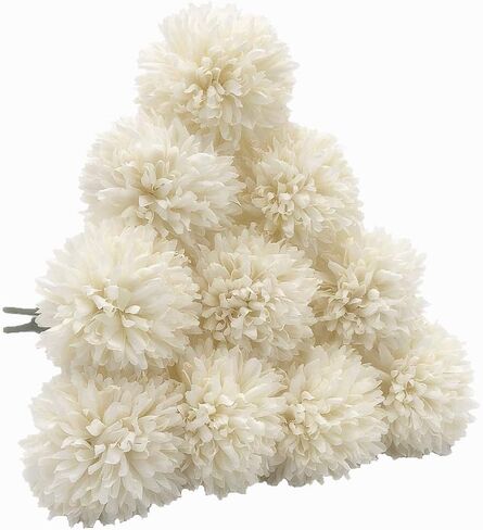 SHINE-CO LIGHTING Artificial Chrysanthemum Ball Flowers Bouquet 10pcs, Light Pink, 10 Count in Saudi Arabia