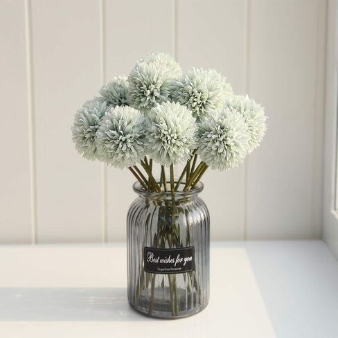 SHINE-CO LIGHTING Artificial Chrysanthemum Ball Flowers Bouquet 10pcs, Light Pink, 10 Count in Saudi Arabia