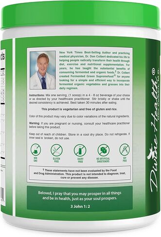 Divine Health Organic Fermented Green Supremefood - 10 Vegetables + 4 Grasses and Probiotics, Apple Cinnamon Flavor (30 Day Supply) in Kuwait