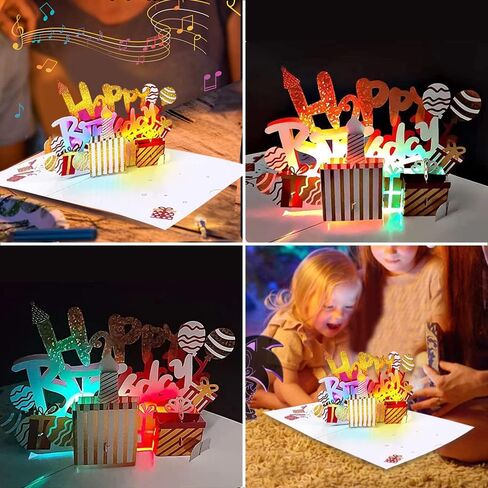 DMHZNB 3D Musical Birthday Card, LED Light and Play Happy Birthday Music Pop Up Card, Blowable LED Light Candle,Play Happy Birthday Music, in Saudi Arabia