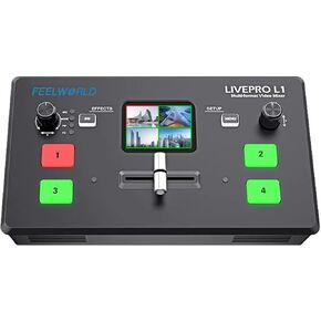 FEELWORLD L1 Multi Camera Video Mixer Switcher 2 Inch LCD Display 4 x HDMI Inputs USB 3.0 Output Live Streaming/Camera Production/Live Broadcast (with USB Cable + Adapter) in Kuwait