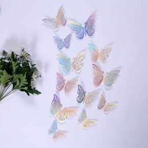 ديكور حائط فراشة ثلاثي الأبعاد 48 قطعة 3 مقاسات، زخارف فراشة فضية لديكورات أعياد الميلاد وديكورات الحفلات وديكورات الكيك، ملصقات حائط قابلة للإزالة ديكور غرفة للأطفال وحضانة الزفاف ديكور مائي in Kuwait