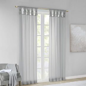 Madison Park Ceres DIY Twisted Tab Sheer Curtain, Pair Panels, Lightweight Window Treatment, Voile Privacy, Light Filtering Drape for Bedroom and Apartment, 50 in x 63 in, Ivory 2 Piece in Saudi Arabia