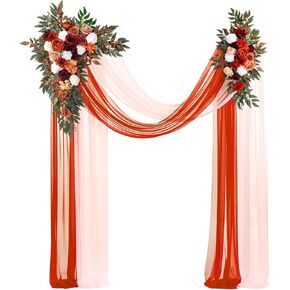 Wedding Arch Flowers Kit (Pack of 4), 2pcs Artificial Dusty Blue Flower Arrangements with 2pcs Draping Fabric Arch Floral Swag for Wedding Ceremony and Reception Backdrop Decoration in Kuwait