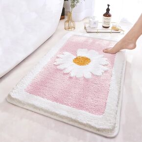 Pink Bathroom Rug, Ultra Soft Microfiber Shaggy Bathroom Mats, 17''x 25'', Extra Absorbent Bath Rugs, Machine Washable/Dry, Non-Slip Bathroom Carpet for Tub, Bathroom and Shower in Kuwait
