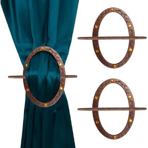 Antrader Curtain Tie with Rod, 2Pcs Curtain Tiebacks Curtain Holdbacks Plastic Curtain Buckle Drapery Holdbacks Drapery Tiebacks for Window Decoration with Fixing Rod (Arcuation Black)