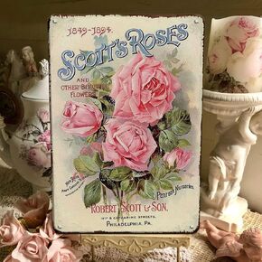 Spring Decor Garden Signs French Country Decor Flower Art Tin Signs, 12x 8 Inches Vintage Kitchen Decor Metal Sign for Home,Bedroom,Kitchen,Bar - Campanula Persicifolia in Kuwait