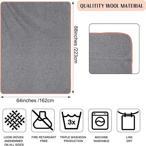 Peryiter 2 Pcs Military Camping Blanket 64" x 88" Warm Wool Blanket Thick Thermal Washable Emergency Blanket for Outdoors Sporting Events Survival Kits Everyday Use, 2 Colors in Kuwait