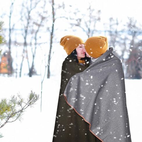 Peryiter 2 Pcs Military Camping Blanket 64" x 88" Warm Wool Blanket Thick Thermal Washable Emergency Blanket for Outdoors Sporting Events Survival Kits Everyday Use, 2 Colors in Kuwait