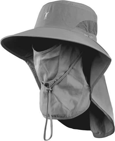 Fishing Hat for Men,Outdoor UV Sun Protection Wide Brim Hat with Face Cover & Neck Flap in Saudi Arabia
