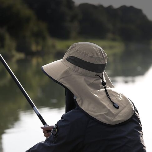 Fishing Hat for Men,Outdoor UV Sun Protection Wide Brim Hat with Face Cover & Neck Flap in Saudi Arabia